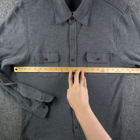 Brooks Brothers Knit Cotton Wool Gray Button Up Shirt Men Long Sleeve Large - Picture 5 of 12